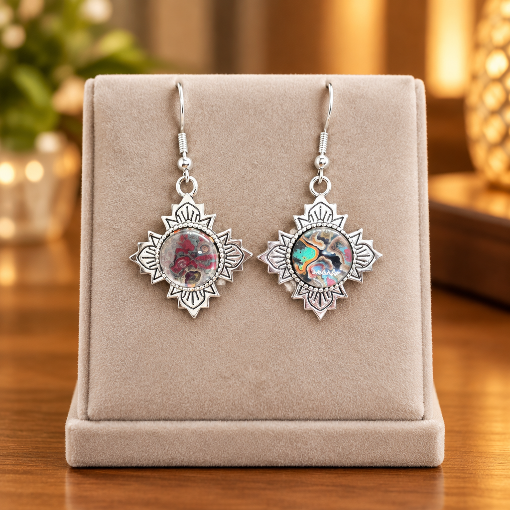 Graffiti paint layer earrings