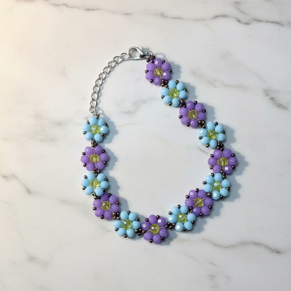 Beaded flower bracelet