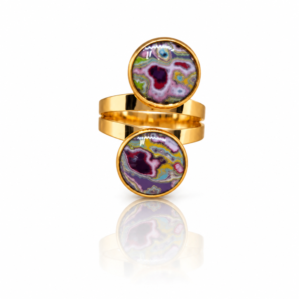 Gold Graffiti layer ring by Pezrwrit