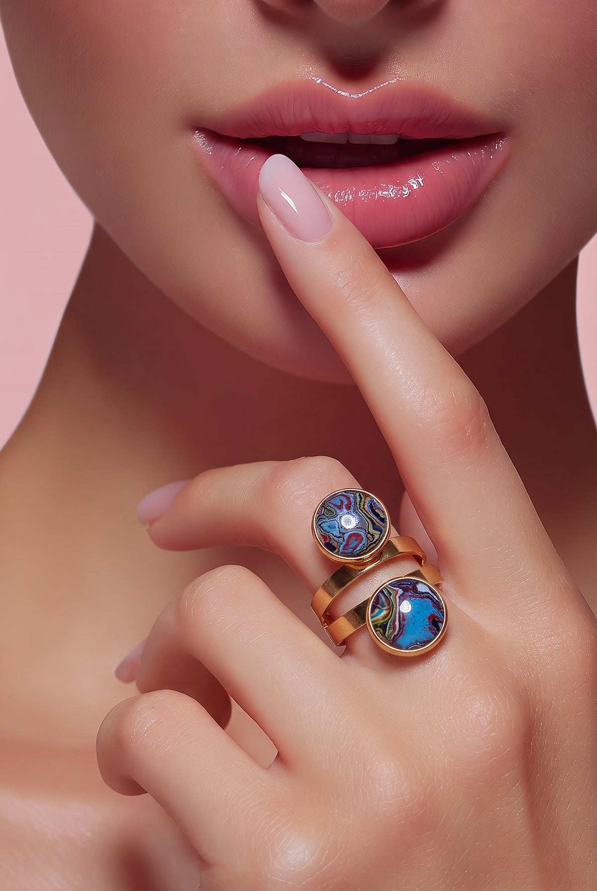 Gold Graffiti layer ring by Pezrwrit