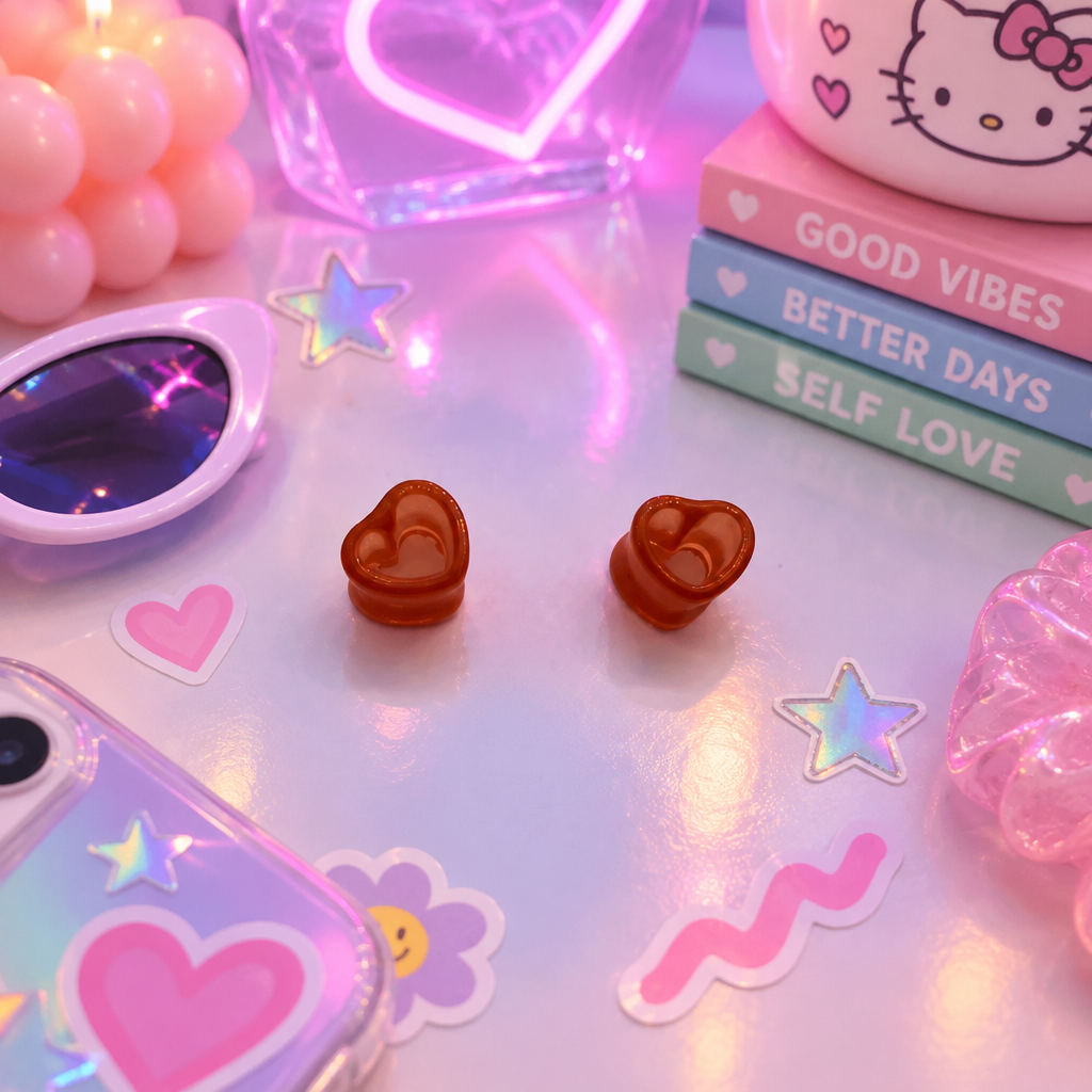 Orange heart shaped gauges